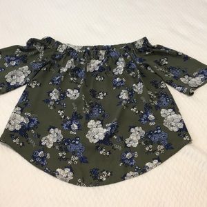 Green floral off the shoulder top